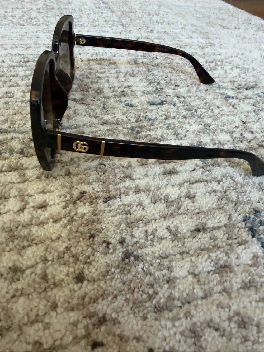 Gucci Oversized Brown Tortoise Square Sunglasses with Green Case